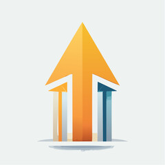 An upward-pointing arrow with a house-like structure, symbolizing growth and progress.