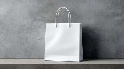 White paper shopping bag mockup with gray background branding template