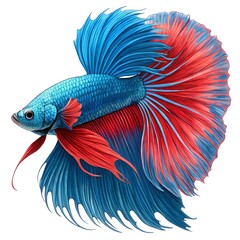 Fototapeta premium Colorful Siamese fighting fish, or betta, vector art illustration on a white background with a tropical underwater aquatic design