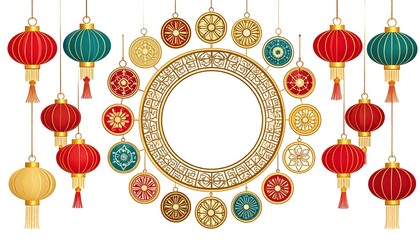 Circular frame with lanterns