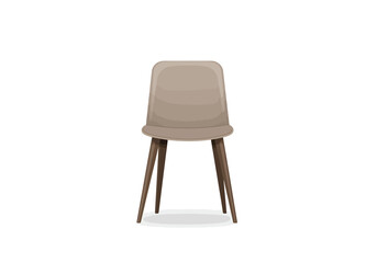 Modern Beige Chair with Simple Wooden Legs.