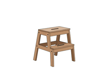 Wooden Two-Step Stool for Home Improvement.