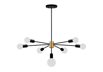 Modern Eight Light Sputnik Chandelier Pendant Lamp.