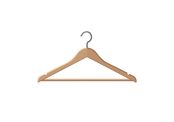 Wooden Clothes Hanger on White Background.