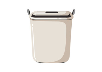 Beige Plastic Laundry Basket with Handles for Home Use.