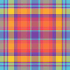 Vibrant plaid pattern featuring intersecting colorful lines creating a bold, modern textile. Great for backdrops, textiles, or abstract designs.