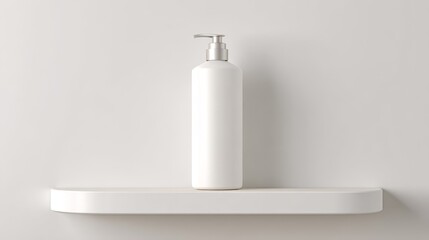 White cleaning product container mockup on modern toilet shelf