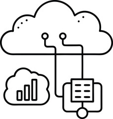 A modern vector illustration of cloud computing technology with a network of computers and data servers