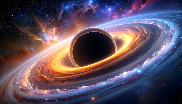 A black hole's accretion disk glows brightly