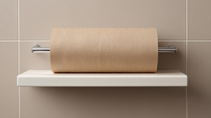 Obraz premium Empty toilet paper roll template on bathroom shelf