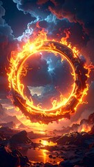 Fiery ring in a dramatic sky