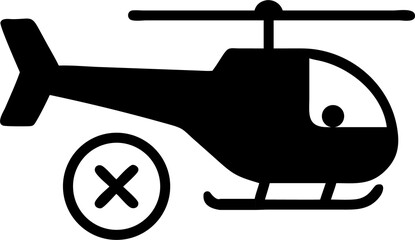 Black monochrome medical helicopter shows a white cross against transparent background