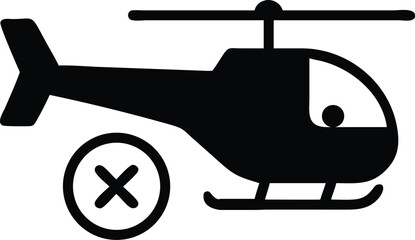 Black monochrome medical helicopter shows a white cross against transparent background