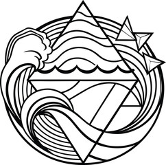 Vintage animal tribal tattoo vector art with a black fish and eagle illustration