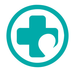 Minimalist Healthcare Logo, Cross and Circle with Negative Space Heart, Modern Wellness Vector Symbol