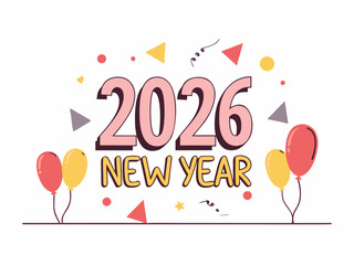 Sparkling golden 2026 New Year typography with confetti stars and luxury party background