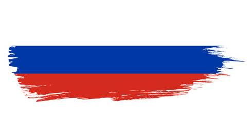 The Russian flag, painted with a brush in a grunge style with uneven, torn edges. Russia's national symbol in a stylish, dynamic design in the form of brush strokes.