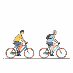 Obraz premium Minimalist Line Art Cyclist Man Riding Bicycle Outdoor Activity