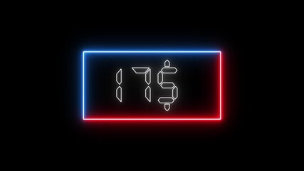 Glowing neon line 30 dollar counter Animation, 30 counting from 0 to 30$, video introduction counter for the reaching dollar counting animation.