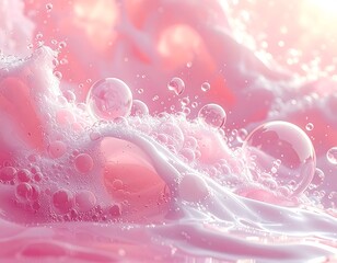 Abstract pink liquid and bubbles