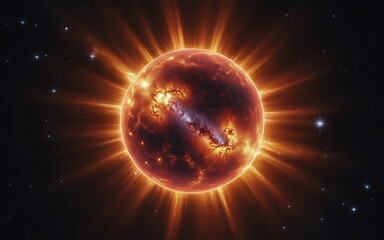 Fototapeta premium Fire Exploding Star Supernova in Space light background