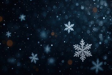 Fototapeta premium 雪の結晶とパーティクルが舞う冬の背景
