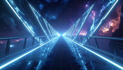 Ethereal glowing bridges spanning across endless voids, radiant energy patterns illuminating otherworldly DESIGN spaces.