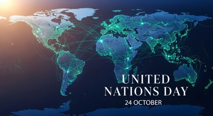 Celebrate United Nations Day on October 24th with this global network visual, perfect for promoting international collaboration and worldwide partnerships
