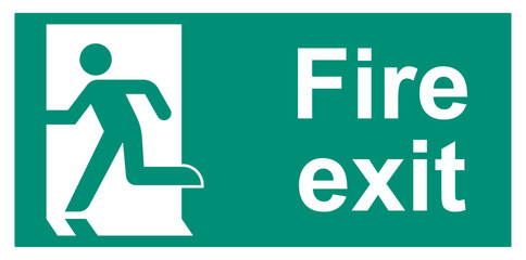 Emergency Fire exit left, escape route sign