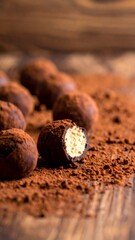 Chocolate truffles coated in cocoa powder offering indulgence