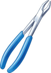 Cartoon 3D surgical forceps with metallic finish