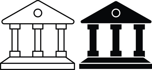 Obraz premium Bank Building vector Icon – Finance, Government, and Institution Symbol. eps