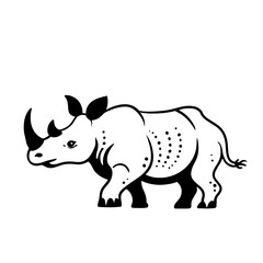 Fototapeta premium Indian Rhino. Indian Rhino simple black and white line art vector logo
