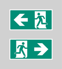 Emergency exit left and right, escape route signs
