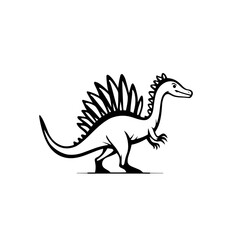 Fototapeta premium Spinosaurus. Spinosaurus simple black and white line art vector logo