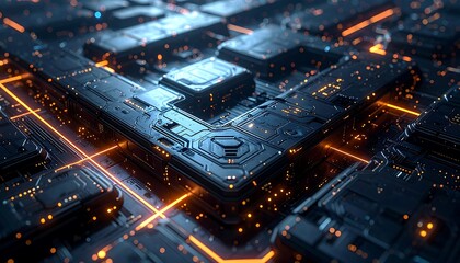 Obraz premium Close-up of a complex futuristic circuit board