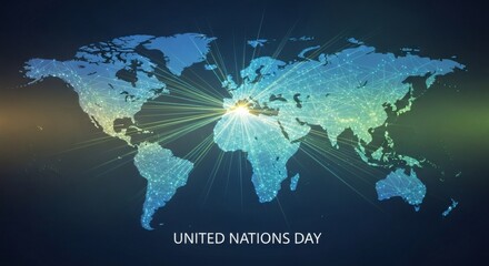 Celebrate global unity with this vibrant United Nations Day world map, perfect for international campaigns and promoting worldwide collaboration and awareness
