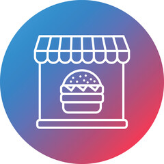 Burger Shop Line Gradient Circle Background Icon