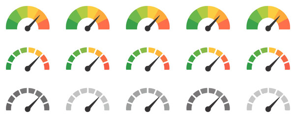 speedometer gauge meter vector icon set