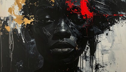 Abstract portrait of a woman with bold colors and textures