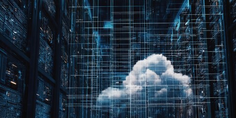 Cloud computing concept integrating data server network infrastructure