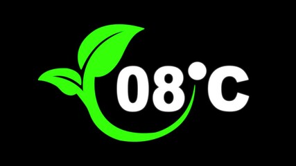  Temperature 8° Celsius animation. Digital display showing 8°C on black background, Researches 8 degrees centigrade. Weather forecast related 4k animation