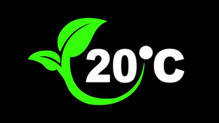  Temperature 20° Celsius animation. Digital display showing 20°C on black background, Researches 20 degrees centigrade. Weather forecast related 4k animation