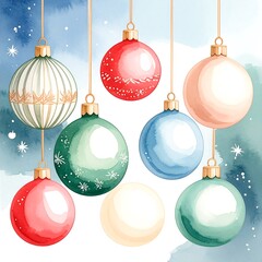 Watercolor Christmas ornaments