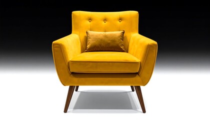 Bright yellow armchair, studio shot