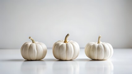 Three small white pumpkins isolated on white
