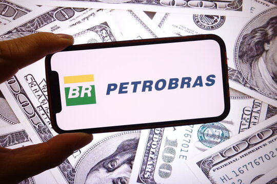 Konskie, Poland - September 21, 2025: Petrobras company logo displayed on mobile phone