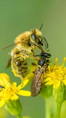 Two insects on a flower