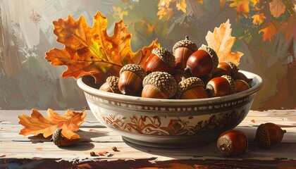 Autumn acorns in a bowl (1)