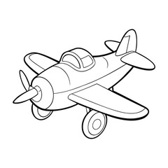 A fun toy-plane coloring page featuring a simple airplane design with wings and propeller, perfect for kids to color and enjoy a playful flight of imagination.
